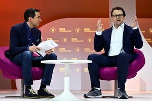 Dario Amodei, cofondateur et PDG d'Anthropic, une entreprise de recherche et de sécurité en intelligence artificielle, participe à un débat au salon Vivatech, dédié aux start-ups et à l'innovation technologique, au parc des expositions de la Porte de Versailles à Paris, le 22 mai 2024.