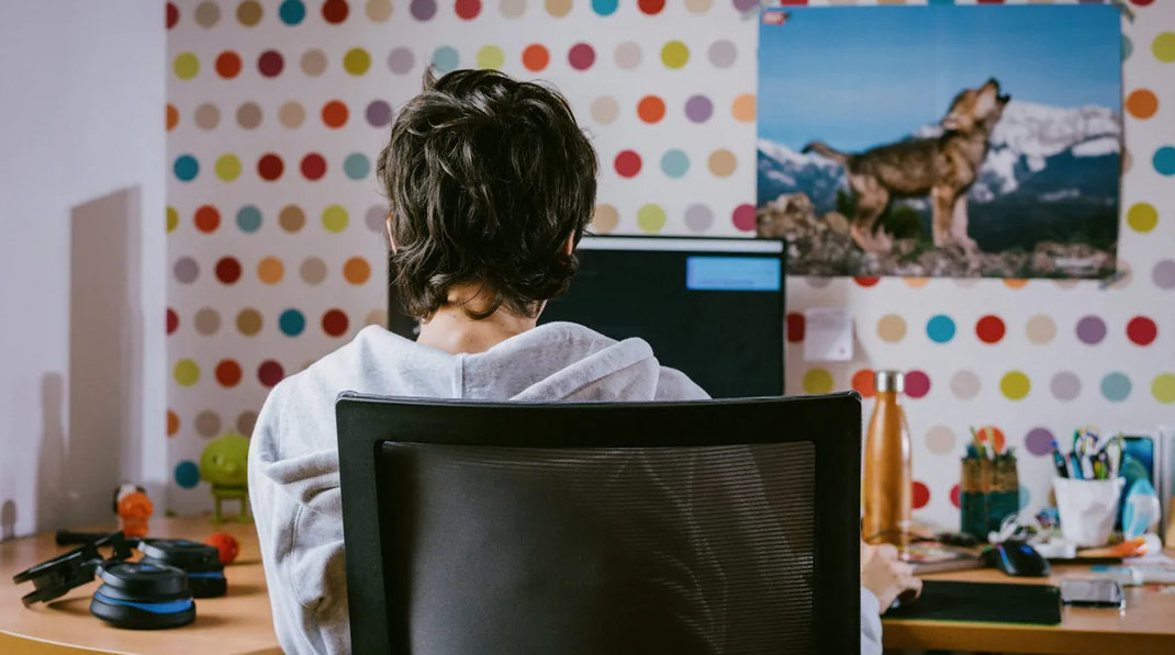 Un adolescent utilisant l'interface Pronote, qui permet d'accéder aux notes des élèves et aux informations relatives à leur scolarité.