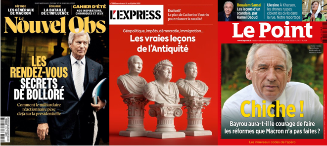 Le Nouvel Obs, L'Express et Le Point.