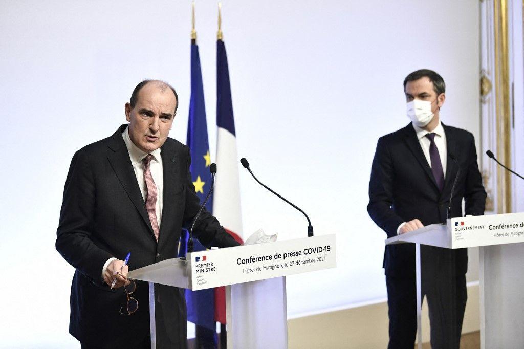 Jean Castex Olivier Véran conférence de presse AFP
