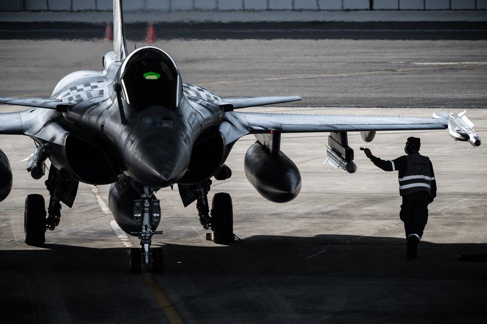 Un avion de chasse Rafale français avant une mission quotidienne de surveillance au-dessus de la Pologne, le 1er mars 2022.
