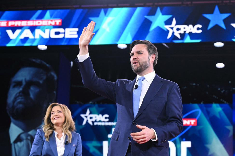 Le vice-président américain JD Vance lors de la Conférence annuelle d'action politique conservatrice (CPAC) au Gaylord National Resort & Convention Center à National Harbor à Oxon Hill, le 20 février 2025.