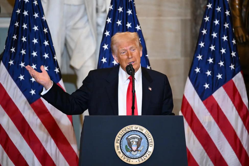 Le président américain Donald Trump s'exprime au Capitole à Washington, le 6 février 2025.