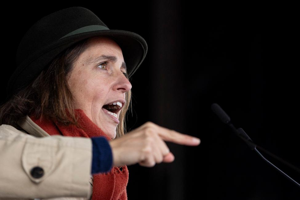 La secrétaire générale de la Confédération générale du travail (CGT), Sophie Binet, prononce un discours lors d’une manifestation intersyndicale contre le « 28e régime », un nouveau statut juridique paneuropéen destiné aux entreprises, à Strasbourg, dans l’est de la France, le 20 octobre 2026. (Image d'illustration)