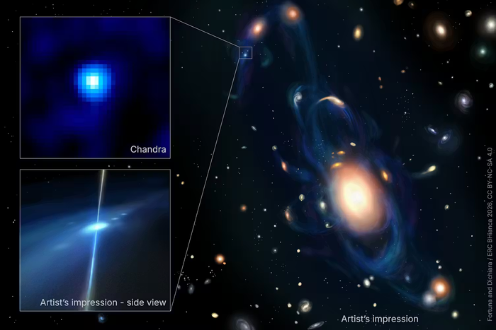 Une illustration montre la fusion d'une galaxie, un événement qui conduit à des collisions d'étoiles et à la création de métaux précieux.