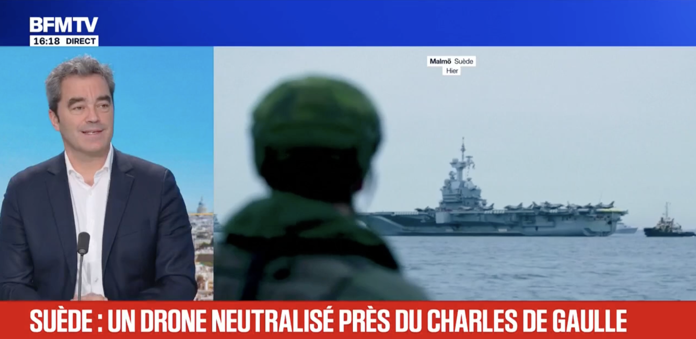 Un drone neutralisé près du porte-avions Charles de Gaulle, actuellement en Suède