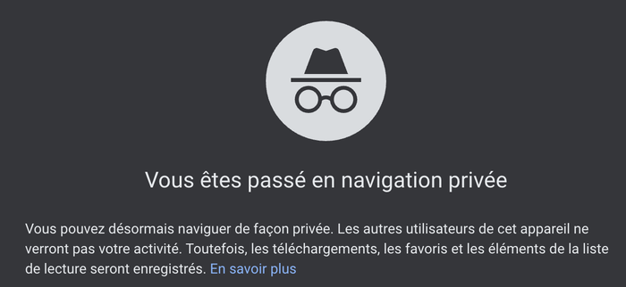 Navigation privée Chrome