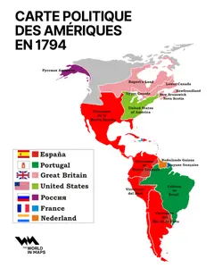 La carte politique des Amériques en 1794