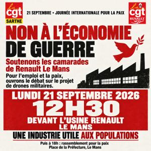 Le tract de la CGT, appelant les salariés à refuser la fabrication de drones chez Renault