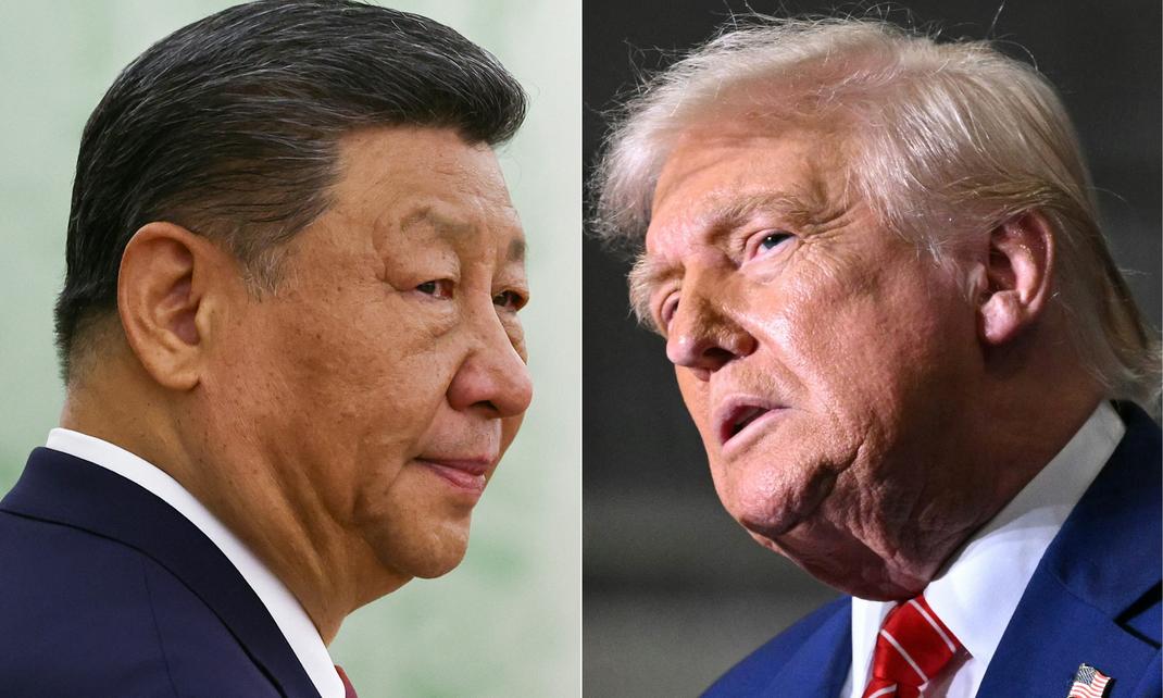 Xi Jinping au Kremlin (8 mai 2025) et Donald Trump à l’aciérie US Steel de Pennsylvanie (30 mai 2025). Les deux dirigeants se sont entretenus par téléphone le 5 juin, à l’initiative de Trump, sur fond de tensions sino-américaines liées au commerce et aux visas étudiants.