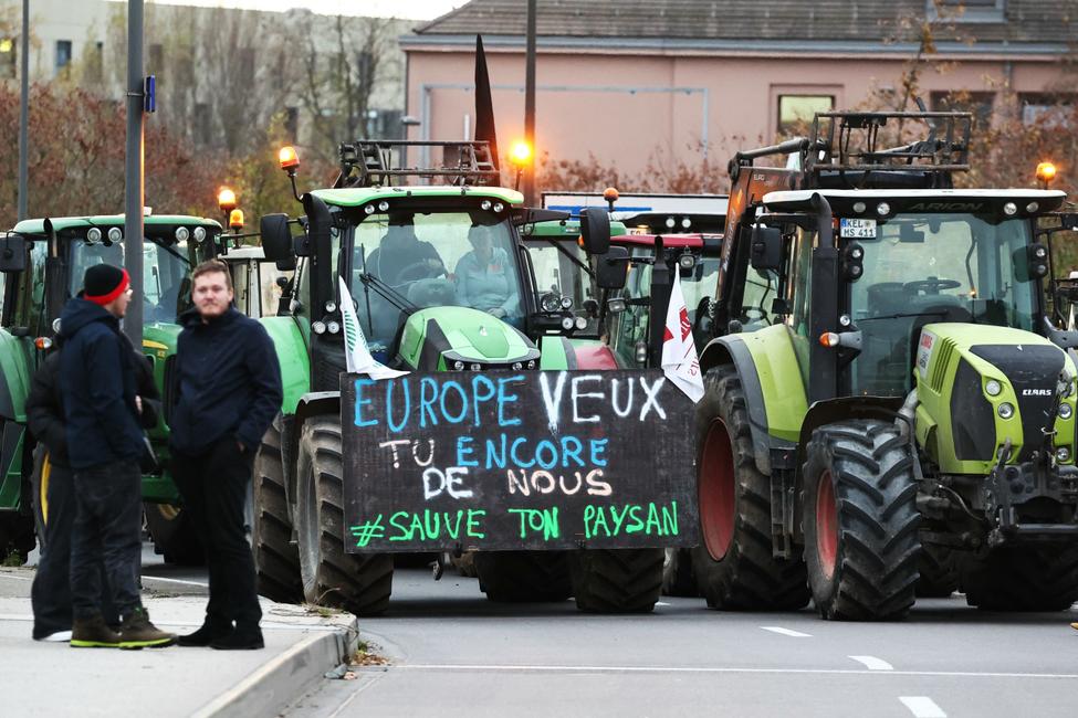 Des agriculteurs lors d'une manifestation à Strasbourg.