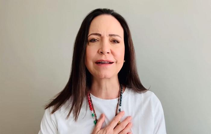 Capture d'écran d'un document publié sur le compte Instagram de Maria Corina Machado, cheffe de l'opposition vénézuélienne, montrant Machado s'adressant à ses partisans à Caracas le 10 janvier 2025. (Photo de Handout / Avec l'aimable autorisation de l'utilisateur Instagram @mariacorinamachado / AFP)