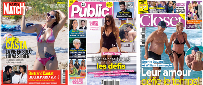 Paris Match, Public et Closer entre le 31/07 et le 01/08.