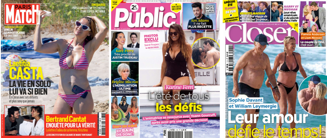 Paris Match, Public et Closer entre le 31/07 et le 01/08.