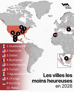 Les villes les moins heureuses en 2026.