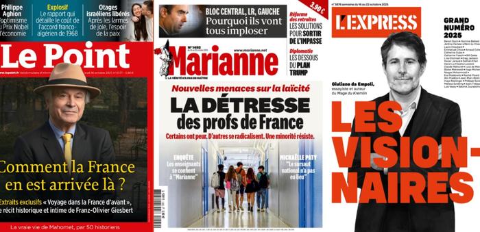 Revue de presse des hebdos du 17 octobre 2025