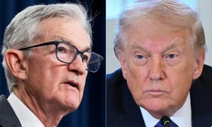 Ce montage photo montre le président de la Réserve fédérale américaine, Jerome Powell, et le président américain Donald Trump.