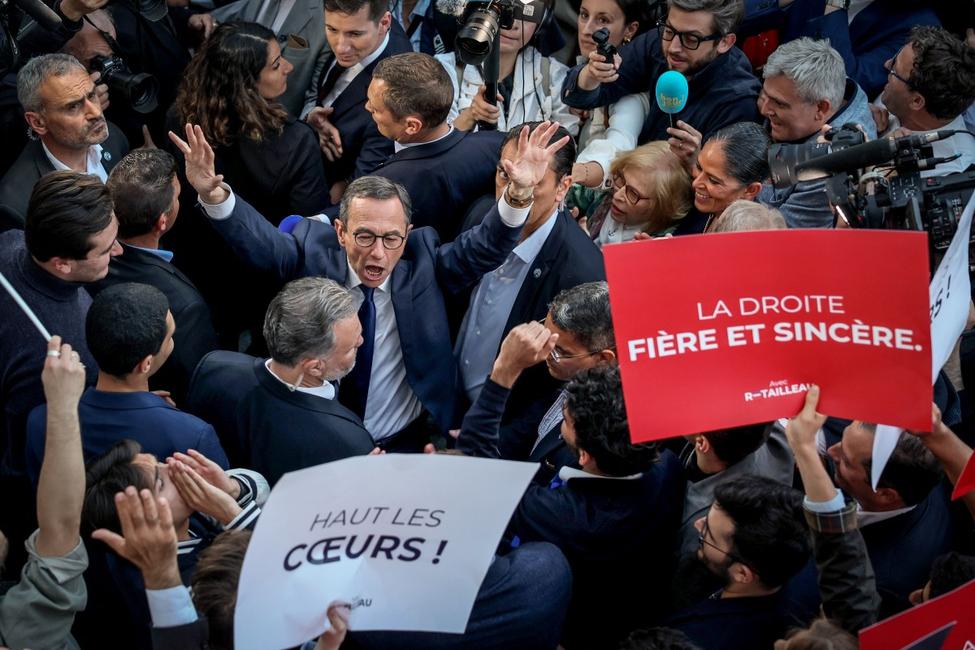 Bruno Retailleau au siège des Républicains après son élection à la présidence du parti, à Paris, le 18 mai 2025.