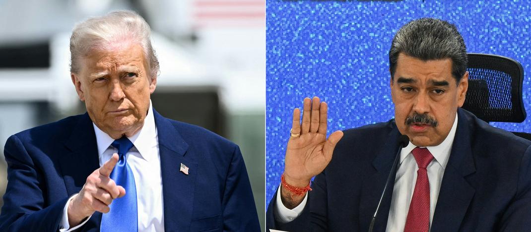 Cette combinaison d'images d'archives montre le président américain Donald Trump et le président du Venezuela, Nicolas Maduro