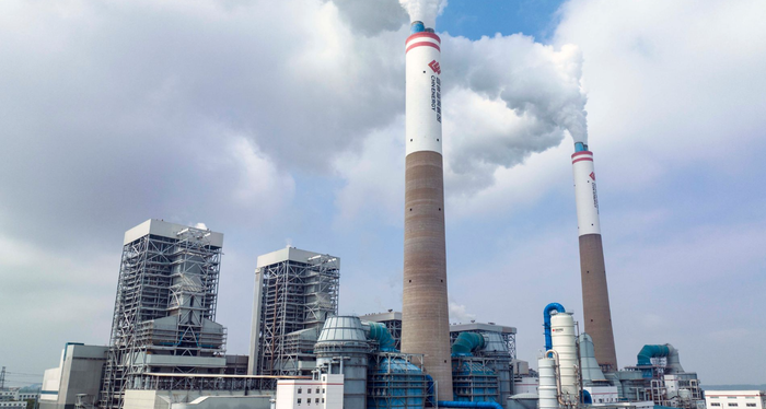 Une installation de captage et de stockage du carbone au coeur de la centrale électrique au charbon de Taizhou en Chine.