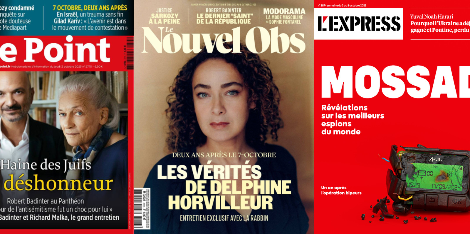 Le Point bazooke Mediapart, Marianne enquête sur la vengeance politique des juges, Le Nouvel Obs s'ouvre à Delphine Horvilleur; L'Express admire le Mossad, la Chine l'art militaire de Poutine; Les islamistes se jouent de LFI via la langue arabe