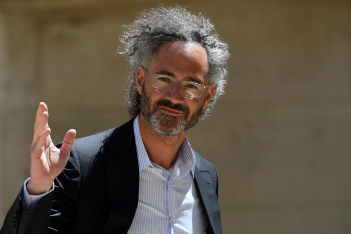 Alex Karp, PDG de Palantir, arrive avant une rencontre "Tech For Good" à l'hôtel Marigny à Paris, le 15 mai 2019