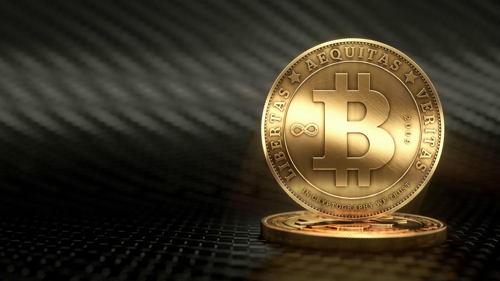 Le symbole de la monnaie Bitcoin.