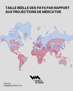 Taille réelle des pays sur la carte du monde, sans distorsion due à la projection de Mercator