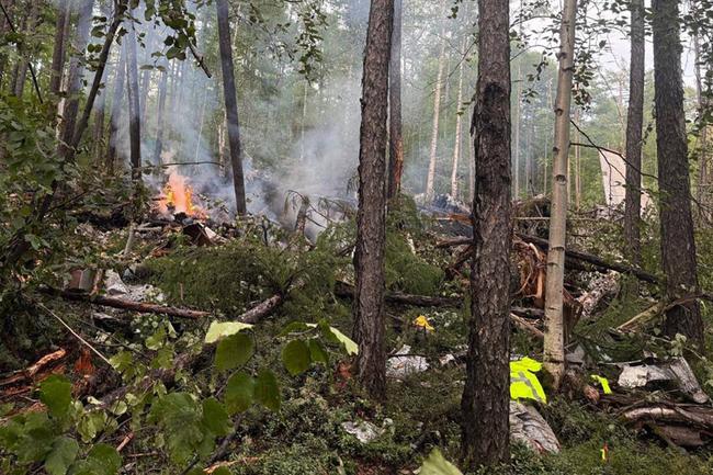 Cette photo publiée par le bureau du procureur des transports d'Extrême-Orient le 24 juillet 2025 montre ce qu'il dit être le site du crash de l'avion de ligne Antonov AN-24 à l'extérieur de la ville de Tynda, dans la région extrême-orientale de l'Amour en Russie.