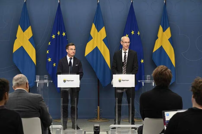 Le Premier ministre suédois Ulf Kristersson (à gauche) prépare l’adhésion de son pays à l’Otan. 14 mars 2023