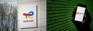 Ce montage photo, réalisé le 15 septembre 2026, montre (ARCHIVES) le logo de TotalEnergies (à gauche) sur le site de la raffinerie Total Energies de Gonfreville-l'Orcher, près du Havre, dans le nord-ouest de la France, le 5 octobre 2022 ; et (ARCHIVES) le logo de Mistral Ai sur un smartphone à Mulhouse, dans l'est de la France, le 25 mars 2024.