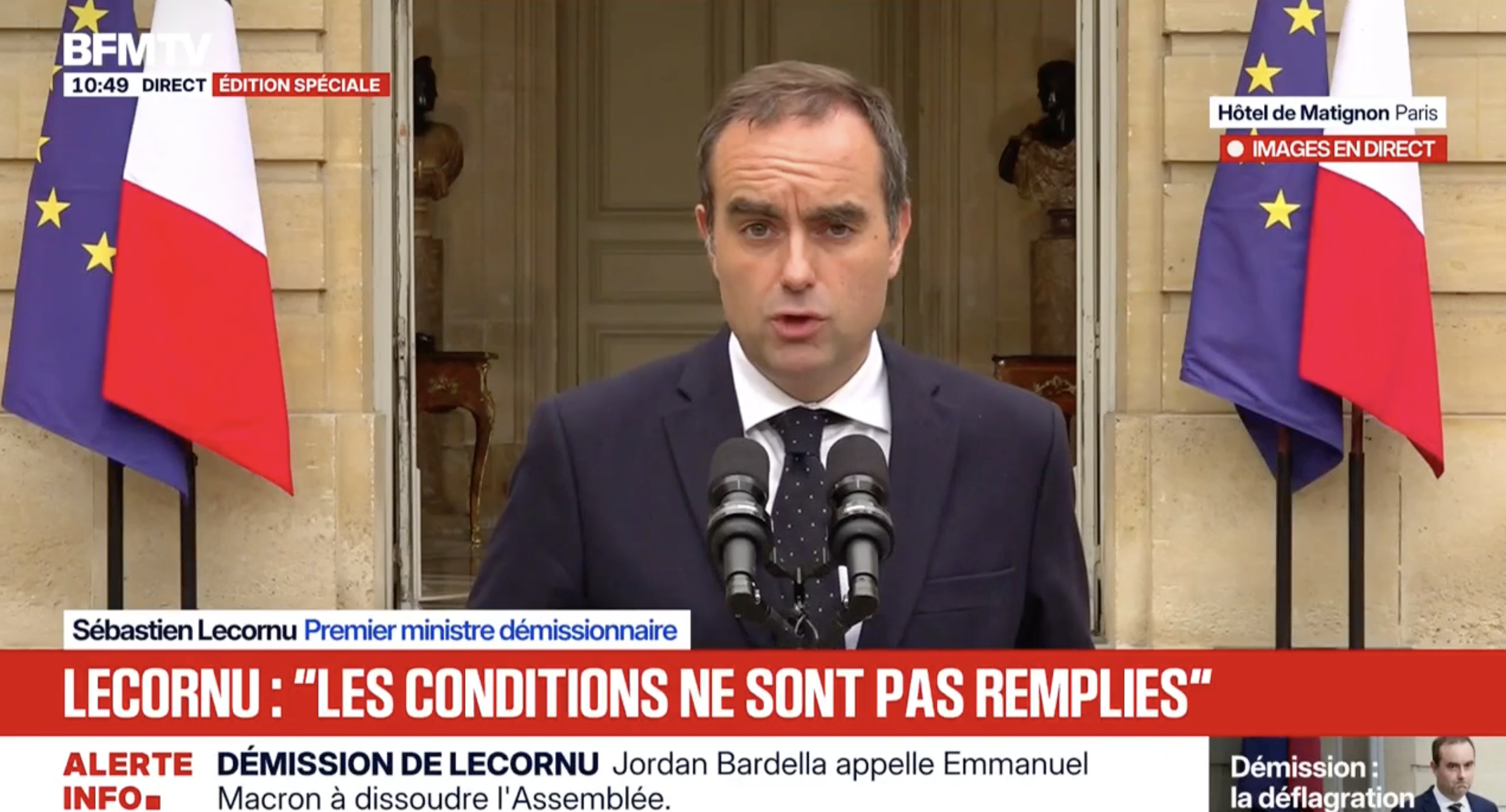 Démission de Sébastien Lecornu : le discours du Premier ministre démissionnaire en intégralité
