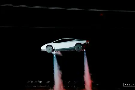 Une capture d'écran d'une diffusion en direct de Tesla, datée du 16 octobre 2026, montre la présentation, le 15 octobre, de la nouvelle génération de sa voiture électrique Roadster à McGregor, au Texas (États-Unis).