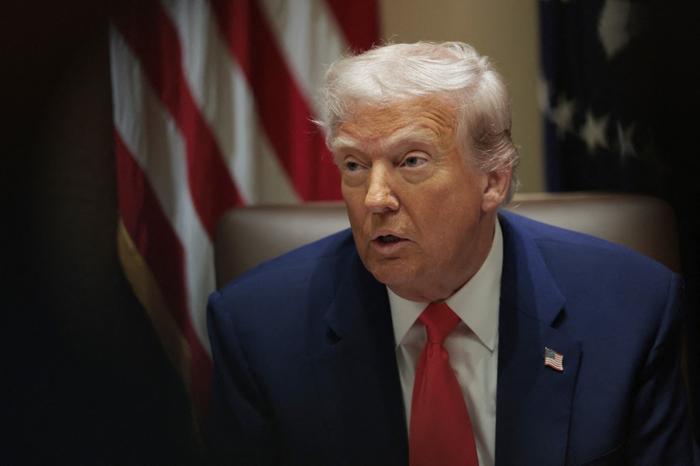 Le président Donald Trump s'exprime lors d'une réunion du Cabinet à la Maison Blanche le 10 avril 2025 à Washington, DC.