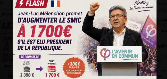 Un tract LFI promettant une hausse du SMIC à 1 700 euros nets
