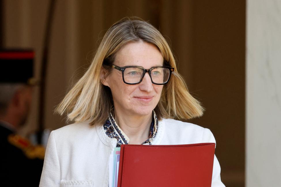 La ministre chargée du Travail et de l'emploi Astrid Panosyan-Bouvet (Photo by Ludovic MARIN / AFP)