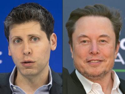 Un montage photo des portraits de Sam Altman et de Elon Musk (image d'illustration).