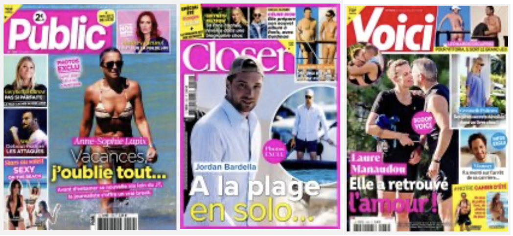 Laure Manaudou se recouple; Albert de Monaco fait pleurer Charlène, Charles III ses jardiniers; Jordan Bardella BCBGise à St Trop, Mme Bezos y fait du free-miche, Miss DiCaprio du free-cul; Elton John rince Brooklyn Beckham; Britney Spears adopte un jouet