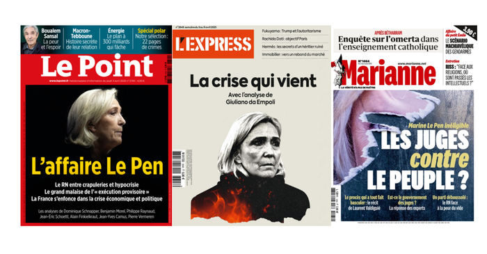 Les unes des hebdomadaires du 3 avril 2025.