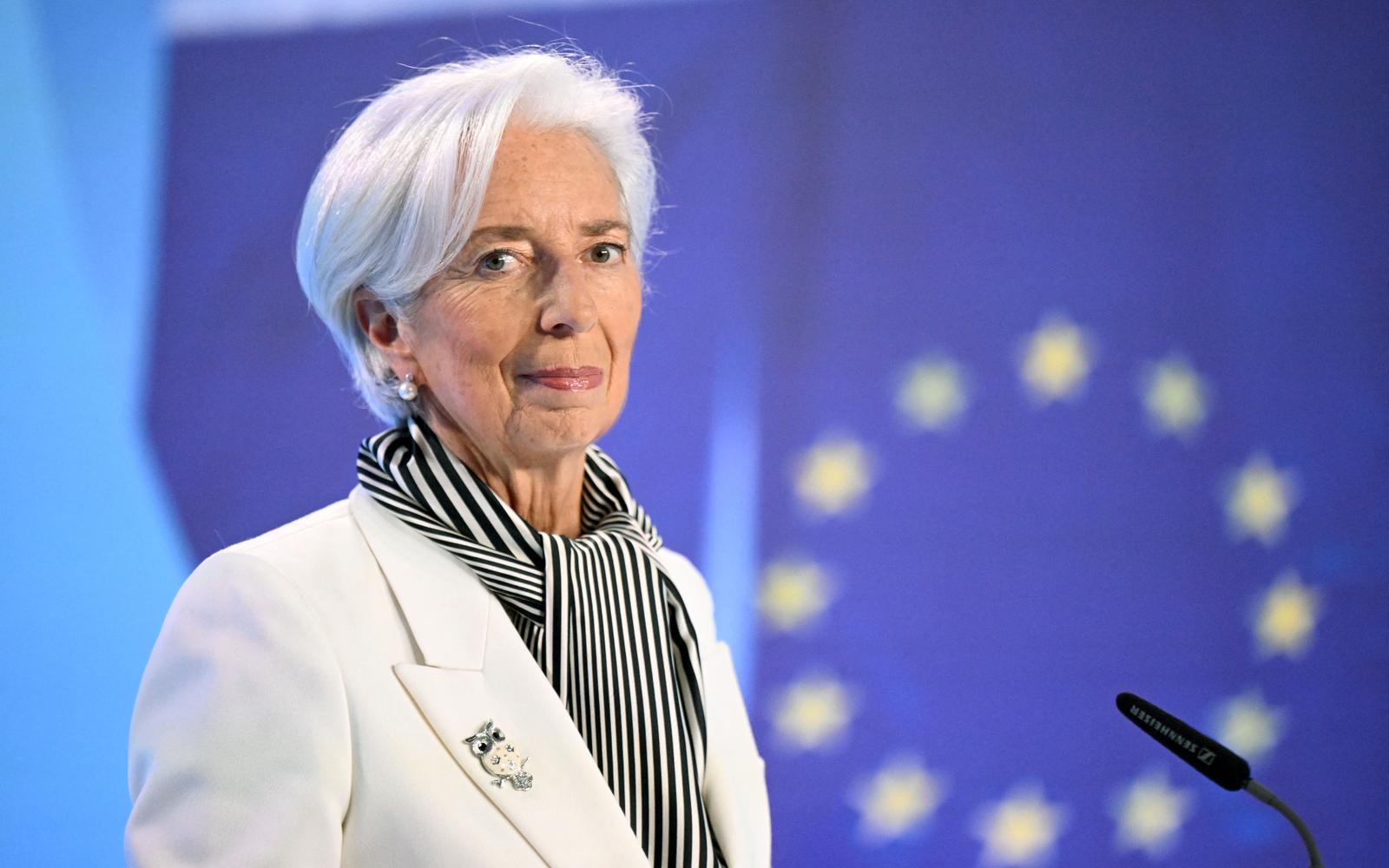 Christine Lagarde, s'exprime lors d'une conférence de presse à l'issue de la réunion du conseil des gouverneurs de la BCE à Francfort-sur-le-Main, le 25 janvier 2024.