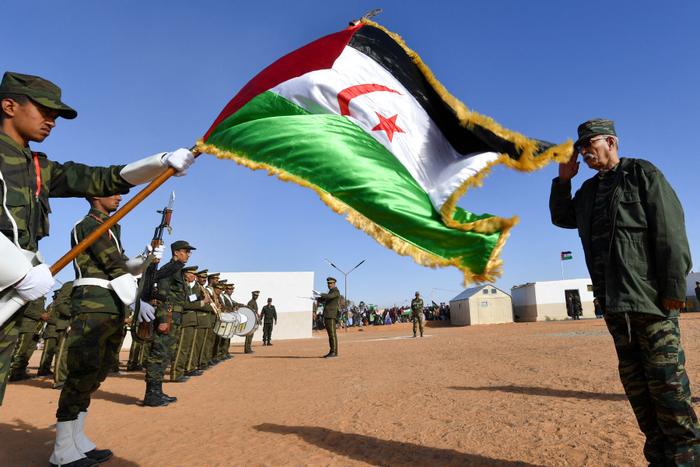 Brahim Ghali, président de la République arabe sahraouie démocratique et secrétaire général du front Polisario, avant un congrès du Polisario au camp de réfugiés de Dakhla, situé à environ 170 km au sud-est de la ville algérienne de Tindouf, le 13 janvier 2023.