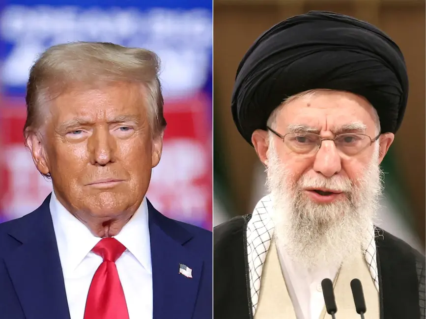 Un montage des portraits de Donald Trump et d'Ali Khamenei.