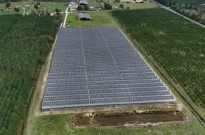 Une serre dont le toit est partiellement constitué de panneaux photovoltaïques, dans le sud-ouest de la France.