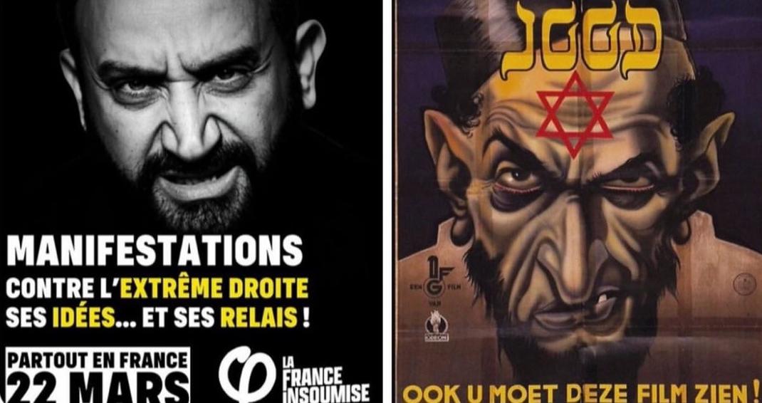 L'affiche de la France insoumise représentant Hanouna et son modèle probable