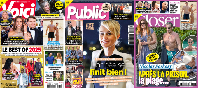 Carla Bruni & Nicolas S. fêtent Noël avec un chanteur mystère, la princesse Charlotte pianote avec Kate; Jennifer Lopez prend sa famille en pyjamotage, Kim Kardashian offre des chiots à tous ses enfants; Kylian M’Bappé s’envoie en l’air pour ses 27 ans