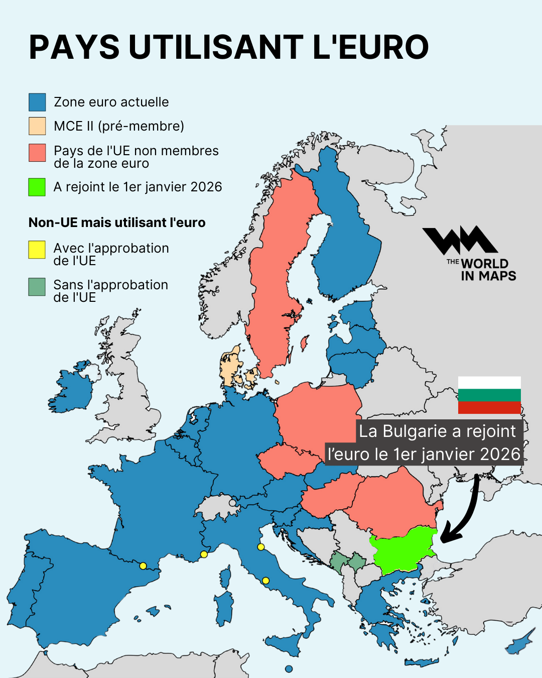 Les pays dont la monnaie est l'euro