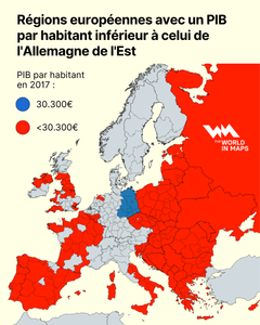Les régions européennes avec un PIB par habitant inférieur à celui de l'ex-Allemagne de l'Est