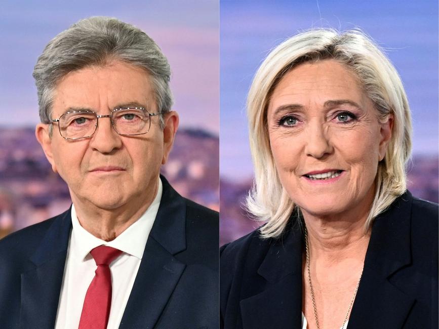 Un montage des portraits de Jean-Luc Mélenchon et de Marine Le Pen.