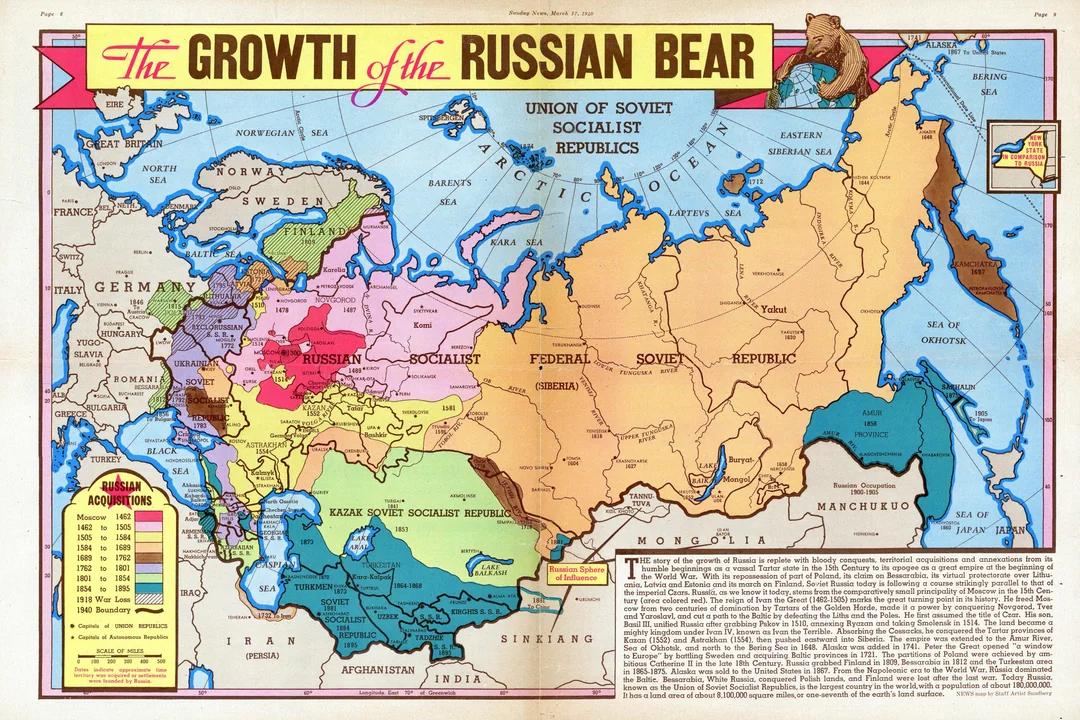 "La croissance de l'ours russe", carte de 1940