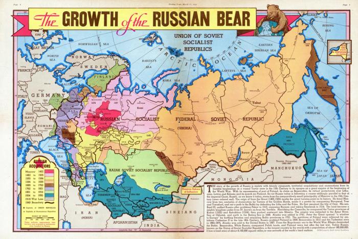 "La croissance de l'ours russe", carte de 1940